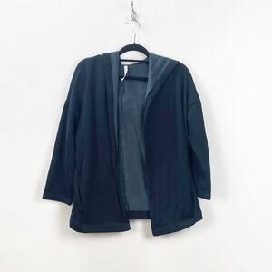 Fabletics XS Womens Black Fleece-lined Open Front Jacket Sweater